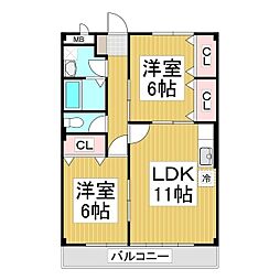 レジデンス西和田 2LDKの間取図画像