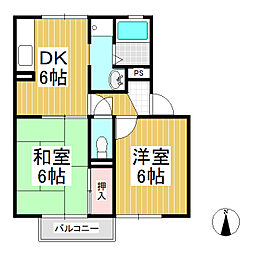 シンプリシティ八幡 2DKの間取図画像