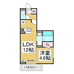 長野市大字高田アパート 1LDKの間取図画像