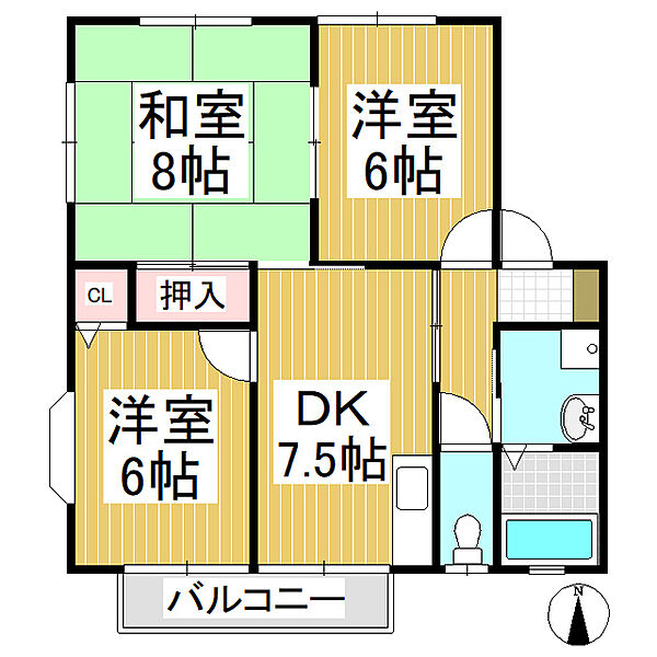 マルメゾン　Ａ ｜長野県長野市上松4丁目(賃貸アパート3DK・2階・60.00㎡)の写真 その2