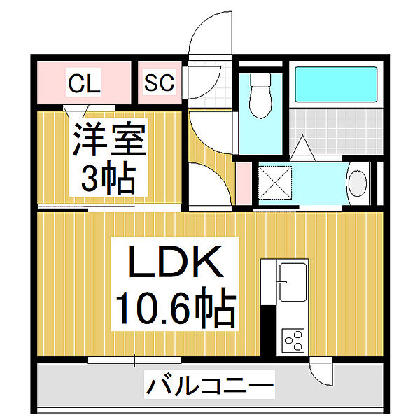 ラシュレ ｜長野県長野市大字大豆島(賃貸アパート1LDK・3階・35.05㎡)の写真 その2