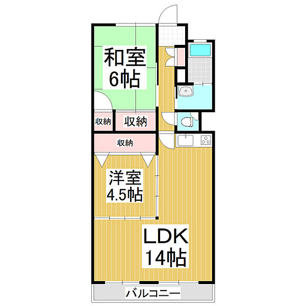 岡田ハイム ｜長野県長野市大字中御所岡田町(賃貸マンション2LDK・2階・57.00㎡)の写真 その2