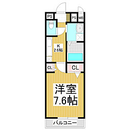 S-YARD稲葉 1Kの間取図画像