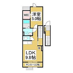 Ｚｅｎ 2階1LDKの間取り