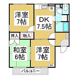 コーポ新稜　Ａ 1階3DKの間取り