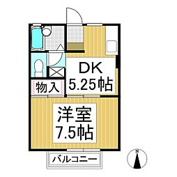フラッツ朝陽　Ｃ棟 1階1DKの間取り