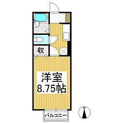 セジュールオークヤード 1階1Kの間取り