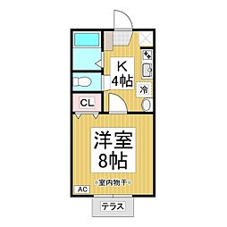 グランドール南沖　Ｂ棟 1階1Kの間取り