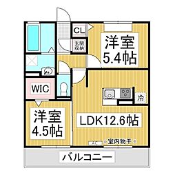 セジュールIMACHI 1階2LDKの間取り