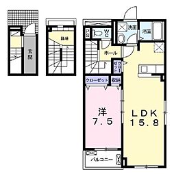 シャルマン　Ｂ 3階1LDKの間取り