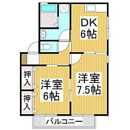 エスポアール・小池B 2DKの間取図画像