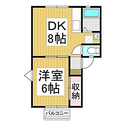 サンシティ中澤A 1DKの間取図画像