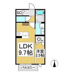 Amanecer M1 1LDKの間取図画像