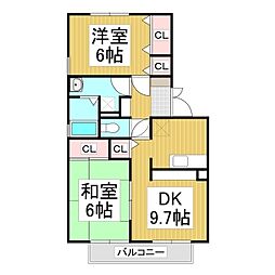 マリーライフB 2DKの間取図画像