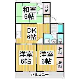 グリーンタウン三輪B棟 3DKの間取図画像