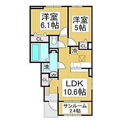ベルデ・S 2LDKの間取図画像
