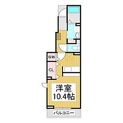 ジュラフA ワンルームの間取図画像