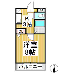 ベルクラント高田 1Kの間取図画像