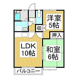ホワイティー沙羅A棟 2LDKの間取図画像
