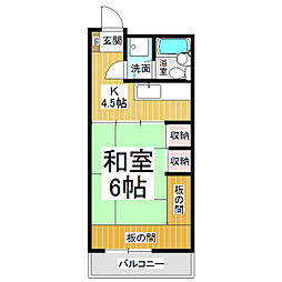 クーフナガノ 1Kの間取図画像