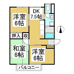ハイツサンリバー 3DKの間取図画像
