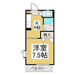 レーベン西和田 1Kの間取図画像