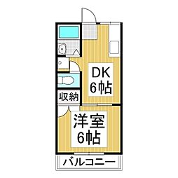 北条ライブタウンB 1DKの間取図画像