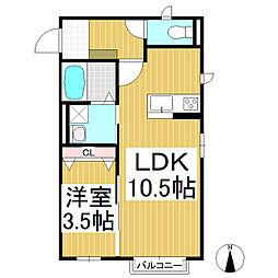 カサベルデ 1LDKの間取図画像