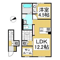 仮)長野市稲葉新築賃貸住宅 1LDKの間取図画像