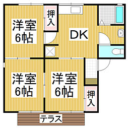 ながのガーデンハイツB 3DKの間取図画像