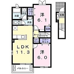 プリムローズA 2LDKの間取図画像