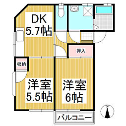 ファンタジーA 2DKの間取図画像