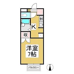 エナジーパル啓寿 1Kの間取図画像