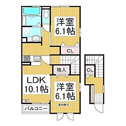 ボーセジュール弐番館 2LDKの間取図画像