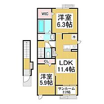 長野県長野市青木島町綱島（賃貸アパート2LDK・2階・61.88㎡） その2