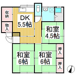 アパート 3DKの間取図画像