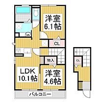 エステート中島　南館  ｜ 長野県長野市稲里1丁目（賃貸アパート2LDK・2階・57.78㎡） その2