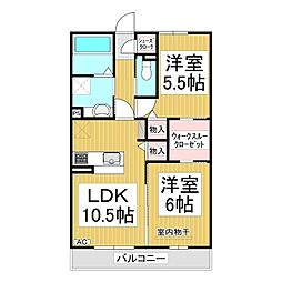 ルミエール青木島 3階2LDKの間取り