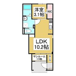 ラ　フェリーチェ　篠ノ井 1階1LDKの間取り