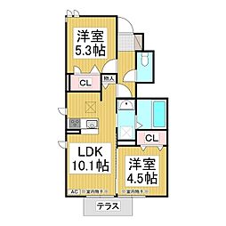 AvanzarII 1階2LDKの間取り