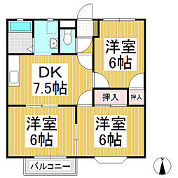 アネックス寺澤 2階3DKの間取り