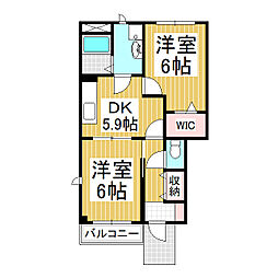 サンリット 2DKの間取図画像