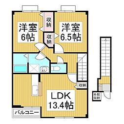 リュミエールA 2LDKの間取図画像