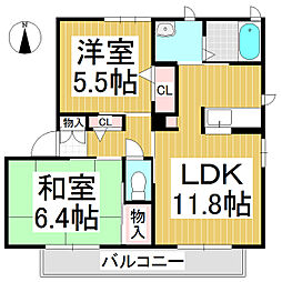 グランシャリオK 2LDKの間取図画像