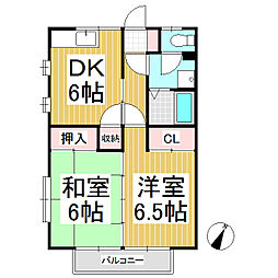ハイツ唐木 2DKの間取図画像