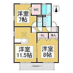 リビングタウン三本柳A 2LDKの間取図画像