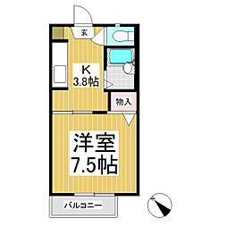 アメニティタウン上氷鉋A 1Kの間取図画像