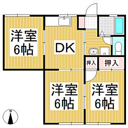 サンシティハイム滝 3DKの間取図画像