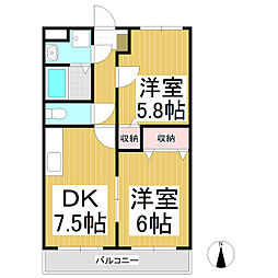 VIP・マンション 2DKの間取図画像