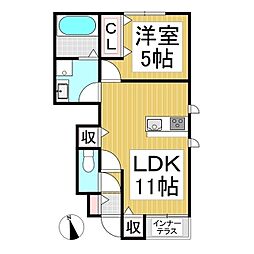 カーサパトリア D棟 1LDKの間取図画像
